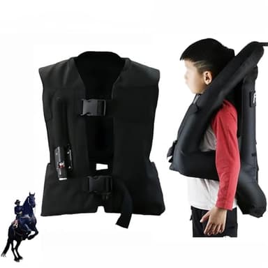 Erwachsene Reiten Airbag Weste, justierbare Reiter Motorrad Training Schutzausrüstung für 4 Jahreszeiten (M,schwarz)