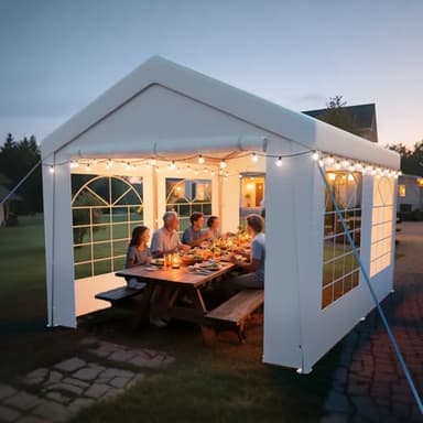 arvioo Partyzelt, Mach Dein Garten zur Partyzone, Pavillon 3x4 Wasserdicht Stabil Winterfest UV-beständig mit 2 Seitenwänden & 2 Giebelteilen, Festzelt aus Verzinkte Stahlgestänge & PE-Plane (Weiß)