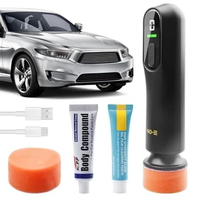 Auto Poliermaschine Set, Car Polisher Kit Akku Polierer mit 2 Polierpads, Wiederaufladbare Kabellose Poliermaschinen Fensterölfilm-Reinigungsmaschine für Autopflege, Kratzerentfernung & Wachsen