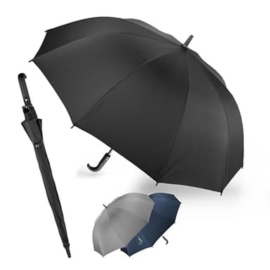 LANGENBERG Stockschirm sturmfest LORD – [EXTRA SPANNWEITE] Regenschirm groß mit nachhaltiger Bespannung – Umbrella inkl. automatischer Öffnung, Windproof-Technologie und edlem Griff