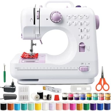 BRICH Tragbare Elektrische Mini Nähmaschine für Kinder & Anfänger – Mit 12 Stichmustern, Fußpedal, Nähzubehör-Set, Strom/Batteriebetrieb – Ideal für Kleidung, Kissenbezüge & Heimgebrauch