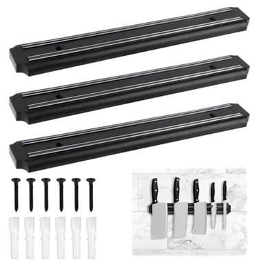 TNOMSNO Messerblock Magnetisch, 3 Stück 33cm Magnetleiste Messer, Messer Magnetleiste mit Extra Starkem Magnet, Magnet Messerhalter, Messerhalter Magnetisch für Utensilien und Werkzeuge