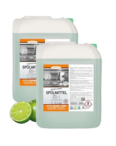 Lorito frisch & sauber Spülmittel 2 x 10 L - Geschirrspülmittel flüssig mit Limonen-Duft, Schonendes & hautfreundliches Handspülmittel gegen hartnäckige Verunreinigungen
