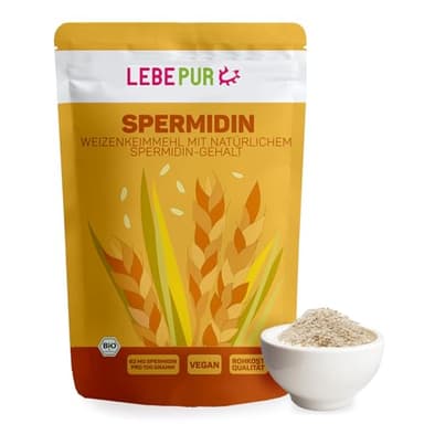 Lebepur BIO Spermidin 500g | Weizenkeime mit natürlichem Spermidin, 620mg pro Kilo | Weizenkeimpulver | kontrolliert rückstandsfrei | vegan & laktosefrei
