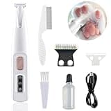 Hundepfoten Trimmer mit LED-Licht, Profi Pfotentrimmer für Hunde, Kabellos Hundeschermaschine, Tierhaarschneidemaschine für Hunde Katzen Pfoten, Augen, Ohren, Gesicht, Körper (Weiß C)