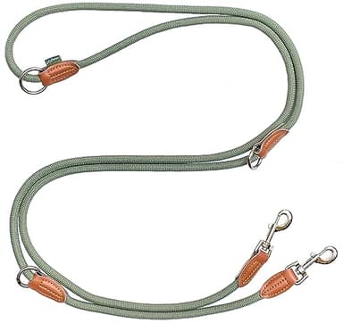 Leisegrün Hundeleine große Hunde - Führleine 3m verstellbar mit 2 Karabiner - 3 Meter lang x 1,1 cm - Nur 300 g - Modell Devon - Grün