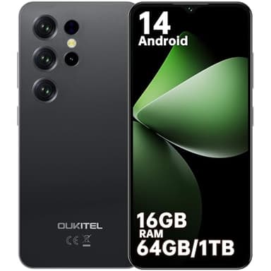 OUKITEL C2 Handy Ohne Vertrag - Android 14 Smartphone Ohne Vertrag 16GB RAM+64GB ROM/1TB Erweiterbar, 6.52" HD+ Handy Günstig 5000mAh Akku, 13MP+5MP Kamera, Dual SIM/GPS/OTG/3.5mm Jack,Schwarz