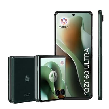 Motorola razr 60 Ultra Flip-Phone (6,96"-pOLED-Display/Robustes 4,0"-Außendisplay Dank Gorilla Glass Ceramic, widerstandsfähig, wassergeschützt, 50-MP-Kamera mit Moto-AI, 16/512 GB) Pantone Scarab