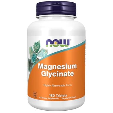 Now Foods Magnesium Glycinate, 200mg Magnesium, 180 vegane Tabletten, Laborgeprüft, Vegetarisch, Glutenfrei, Sojafrei, Ohne Gentechnik