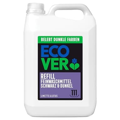 Ecover Flüssigwaschmittel Nachfüllpack für schwarze und dunkle Wäsche, Limetten- und Lotusduft, ecover waschmittel, 111 Wäschen, 1 x 5L