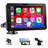 Alpinetech Android Auto Display & Carplay Display, 7 Zoll Car Play Android mit Rückfahrkamera IPS Touch Screen Bluetooth AUX FM Mirror Link Siri, Buddy Display für All Vehicles