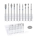 10 Stück Professioneller Diamant Bits für Nagelfräser,Schleifkörper Set für Maniküre Nagelpflege, Entfernen Nagelhaut Kit,Legierter Wolframstahl Bits (03)