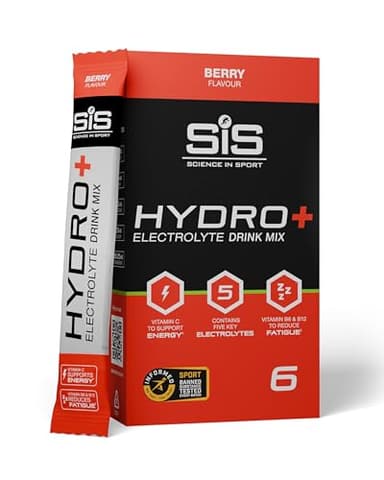 Science in Sport HYDRO+ Electrolyte Drink Mix 6 x 4,5g Beere - Veganes Elektrolyt Pulver, Sportgetränke Pulver mit Vitamin C und 5 wichtigen Elektrolyten