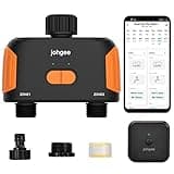Johgee Bewässerungscomputer WLAN 2 Ausgänge, Intelligenter Wlan Bewässerungscomputer mit Wi-Fi Hub/Sprachsteuerung, Wasserdicht Automatische Gartenbewässerung für Garten Gewächshaus Landwirtschaft