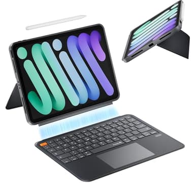 ProtoArc TK500 Hülle mit Tastatur für iPad Air 11" M3 2025/M2 2024, Magnetisch Abnehmbar iPad Tastatur für Air 5/4, Pro 11“ 4/3/2/1, 100% Klickbares Trackpad, QWERTZ DE-Layout - Grau