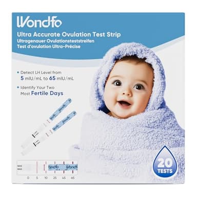Wondfo Ovulationstest 20x LH 0-65mIU/ml Kontinuierliche Vorhersage der Ovulationstage Fruchtbarkeitsteststreifen Quantitative Ovulationstests für Frauen zu Hause Pinpoint 2 Peak Fruchtbarkeit Tage