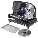 Sommertal Allesschneider AS190 DUAL 200W Edelstahlmesser mit Wellenschliff und glatten Schliff, platzsparend, elektrische Schneidemaschine Brotschneidemaschine, Profi Aufschnittmaschine Modern 0-15mm