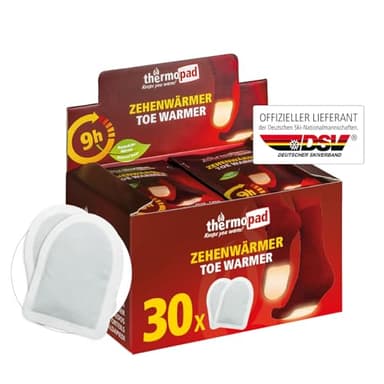 THERMOPAD Zehenwärmer – DAS ORIGINAL: 30 Paar Wärmepads für 8 Stunden Wärme I Sofort einsatzbereite Fußwärmer I Extra Warmer Fusswärmer – ideal für Outdoor-Aktivitäten & Ski-Schuhe I Fuss-Wärmekissen