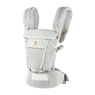 Ergobaby Adapt Babytrage für Neugeborene ab Geburt, 3-Positionen SoftFlex Mesh Ergonomische Babybauchtrage Rückentrage Baby-Tragetasche, Pearl Grey