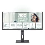 AOC CU34P3CV - 34 Zoll WQHD Curved Monitor, höhenverstellbar, Lautsprecher (3440x1440, 100 Hz, HDMI, DisplayPort, USB-C (65W PD), RJ45, USB Hub) schwarz