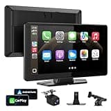 9 Zoll Wireless Carplay Display Android Auto Display mit Touchscreen,Kabelloses Carplay Bildschirm,Android Auto Bildschirm mit AUX/FM,Play Music, Siri,Mirror Link,Bluetooth für alle Fahrzeuge