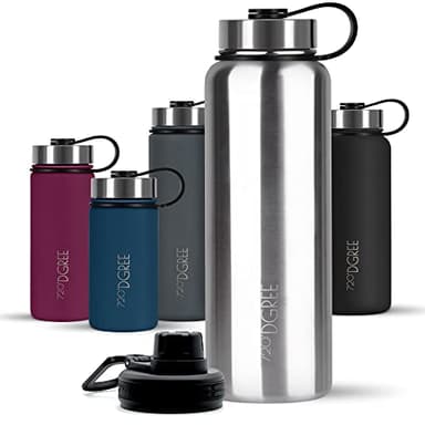 720°DGREE Edelstahl Trinkflasche 710ml “noLimit” - Auslaufsicher, Kohlensäure geeignet, BPA-Frei - Thermosflasche, Isolierflasche mit Schraubverschluss für Kinder, Schule, Fitness +Gratis Sportdeckel
