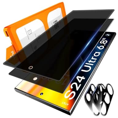 LϟK für Samsung Galaxy S24 Ultra für Panzerglas Sichtschutz, 2 Stück Anti-Peeping Schutzfolie + 2 Stück Kameraschutz, [Auto-Installation], 0 Staub & Blasen, Anti-Fingerabdruck