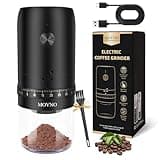 MOVNO Tragbarer elektrischer Kaffeemühle, kleiner kabelloser elektrische Kaffeemühle, 40 einstellbare Stufen, Gewürzmühle elektrisch, 1800mAh Kaffeebohnenmähler, Keramikmahlwerk, für Reisen, Camping