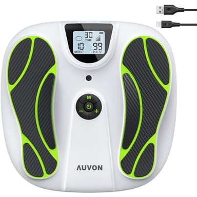 AUVON TENS & EMS Durchblutungs-Stimulator für Schmerzen & Durchblutung, 10 Modi 50 Intensitätsstufen 4h Akkulaufzeit, EMS Fußmassagegerät für medikamentenfreie Entlastung für Senioren/Stehende Berufe