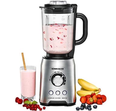 ROMMELSBACHER Standmixer MX 1250-22.000 U/min, stufenlose Drehzahlregulierung, Funktionstasten (Smoothie, Clean/Pulse, Ice Crush), Glaskrug, Edelstahlgehäuse, Spezialmesser, 1200 Watt