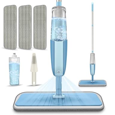 Wischer mit Sprühfunktion Sprühwischer Bodenwischer, MEXERRIS Wischmopp mit Wassertank 360 Grad Rotierender Wischmopp Spray Mop Wischer Boden mit 3 Waschbaren Mikrofaser Pads für alle Böden