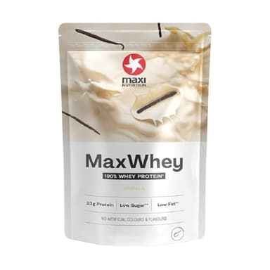 MaxiNutrition 100% Whey Premium-Proteinpulver Vanille 420g, ohne künstliche Aromen, Eiweißpulver aus 100% Molke, ergibt 14 Protein-Shakes à 23g Eiweiß, low carb, inkl. Vitamin B6, Made in Germany