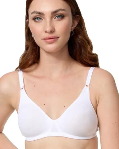 Nur Die Baumwoll BH bügelloser doppellagiger Softcup-BH Bra weich bequem unsichtbar nahtlos unter der Kleidung Damen, weiß, 95B