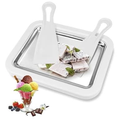 Casenly Eisplatte Zum Eis Machen, Roller Maker Pan mit 2 Spateln, Rolled Ice Cream Maker Eis Selber Machen DIY, Rolleismaschiene Platte Eiscreme Maschine für Sorbet, Frozen Yogurt, Gelato, Rollsahne