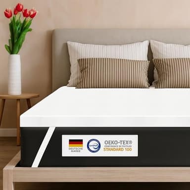 Wolkenfeld Matratzen Topper 140x200 | 7cm Höhe | Memory Foam | Ergonomischer Matratzentopper 140x200 | OEKO-TEX Zertifikat | Weich, Atmungsaktiv, Abnehmbar & Waschbar – Entlastung für Rücken & Gelenke