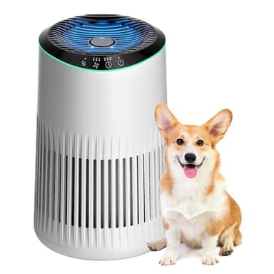 MERONTE Luftreiniger für Schlafzimmer Zuhause, Luftreiniger Allergiker für Schlafzimmer Büro Raucherzimmer, Air Purifier, Mattweiß, 1 Pack+3 Modi