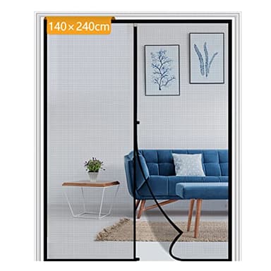 Yotache Fliegengitter Balkontür Magnet 140x240cm Insektenschutz Balkontür Ohne Bohren mit Stollen und Klettverschluss für Haus und Terrasse, Schwarz