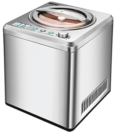 UNOLD 48872 Eismaschine Exklusiv - Edelstahl, 180 W, mit selbstkühlendem Kompressor, 2 L Volumen, Edelstahlgehäuse, Stainless Steel, digitaler Timer