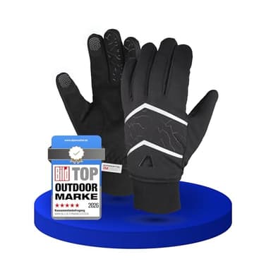 Alpensattel Polartherm Fahrradhandschuhe Gr. L | Fahrrad Handschuhe 100% Wind- und Wasserdicht (DIN EN 343) Winterhandschuhe für Damen & Herren | Warme Hände bis -10 Grad + Touchscreen Funktion