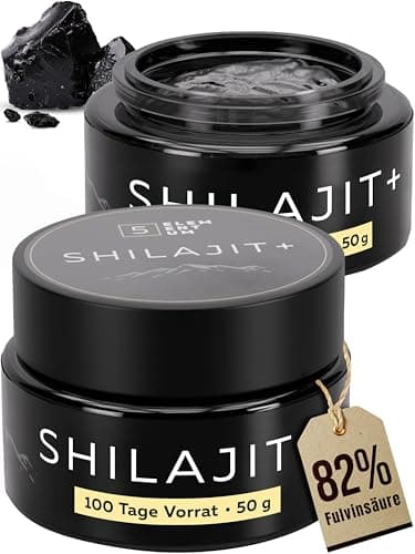 Shilajit Original Himalaya Für Männer – 100g (50g x2) - 82% Fulvinsäure Premium Mumijo Shilajit Hochdosiert Aus Himalya Handernte Inkl. 500mg Dosierlöffel