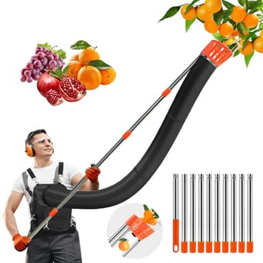 GuKKK Obstpflücker mit Teleskopstiel, Apfelpflücker mit Edelstahl Teleskoppfahl und Erweiterter Obstbeutel, Kirschpflücker, Obstsammler Pflückhilfe, Flaumenpflücker, Obsternte mit weniger Aufwand