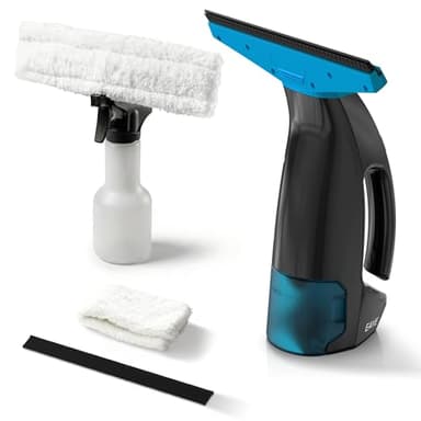 EAVE Fenstersauger Set, Akku Fenstersauger mit 45 Minuten Akkulaufzeit, Fensterreiniger Elektrisch mit 28cm Saugdüse & 200ml Wassertank, Geeignet für Fenster, Fliesen und Spiegel (blau)