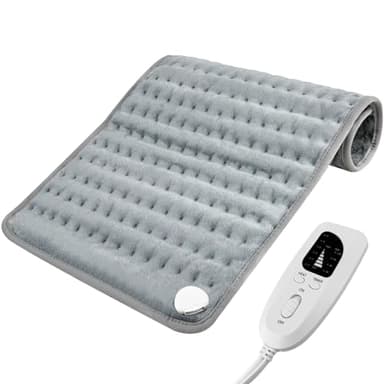 Jsdoin Heizkissen, Elektrisches Heizkissen mit Abschaltautomatik und 6 Temperaturstufen für Rücken Nacken Schulter Bauch Maschinenwaschbar-Grau(12„ x 24“/ 30x60cm）