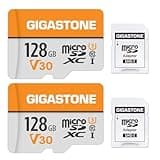 Gigastone Speicherkarte 128GB 2 Karten, GoPro Kamera, Drohne, Samsung Sony, hohe Geschwindigkeit 4K UHD Video, A1 U3 C10 MicroSDXC+SD-Adapter.