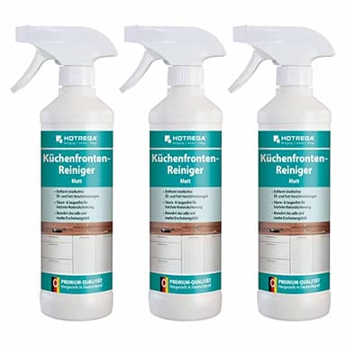 HOTREGA Küchenfronten Reiniger Matt 3x 500 ml| Entfernt Fingerabdrücke und Alltagsschmutz von matten Küchenfronten & empfindlichen Oberflächen