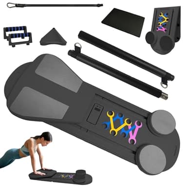 Pilates Board Upgraded Pilates Reformer Machine, Pilates Board Pilates Reformer Set Ab Roller Trainingsgerät Full Body Workout Equipment for Homegym (E)