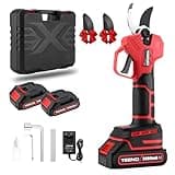 TEENO Elektrische Baumschere 21V, Professionelle Gartenschere MAX 25 mm Schnittdurchmesser, Schere Astschneider Rosenschere Kabellos mit Sicherheitsschalter, 2 * 2000mAh Akkus für 6-8 Arbeitsstunden