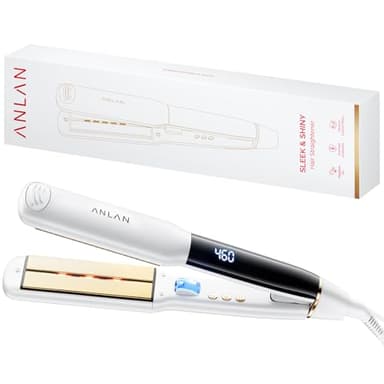 ANLAN Glätteisen und lockenstab 2 in 1, Professionelles Ionen glätteisen, Anti-Statisch, Rotlicht&Infrarotlicht Haarglätter Für glattes, glänzendes Haar, 150-230°C Keramikbeschichtung, LCD-Display