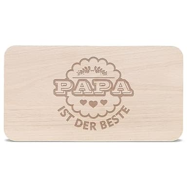 GRAVURZEILE Frühstücksbrettchen - Brotzeitbrett mit Gravur - Papa ist der Beste - Messer schonend Schneidebrett aus Holz - Geschenk für Papa zum Geburtstag Vatertag Weihnachten