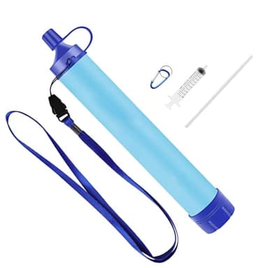 Wasserfilter Outdoor - Trinkwasserfilter für 1500 Liter gefiltertes Wasser - Karabiner und Verlängerungshalm,Tötet 99,999% aller Bakterien und Keime ab - outdoor filtre purificateur d'eau,blau